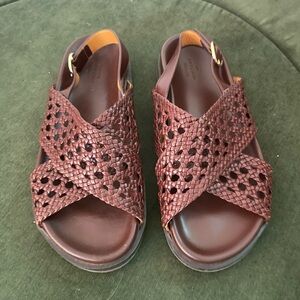 Sezane Dark Brown Woven Sandals